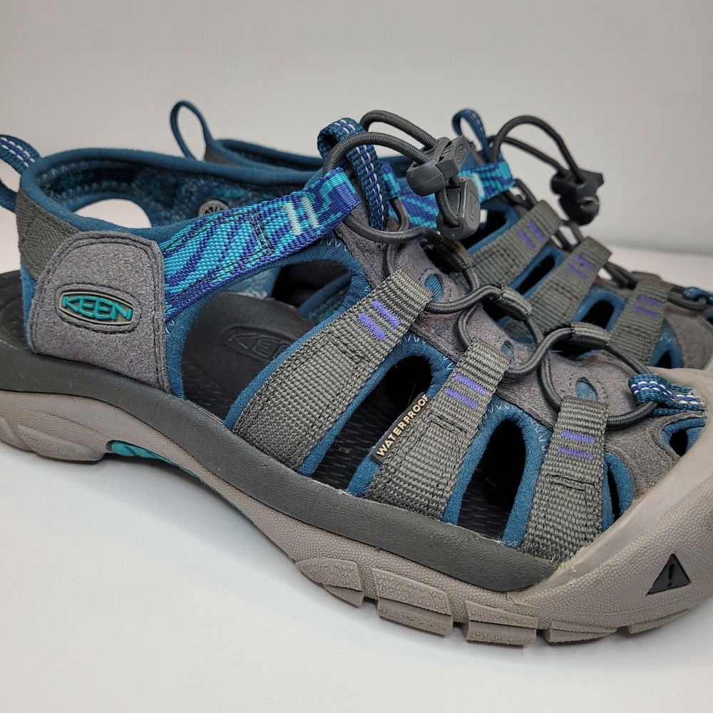 KEEN Newport H2 Sandals Womens 8 Gray Blue Waterproof Hiking Sport Shoes EX